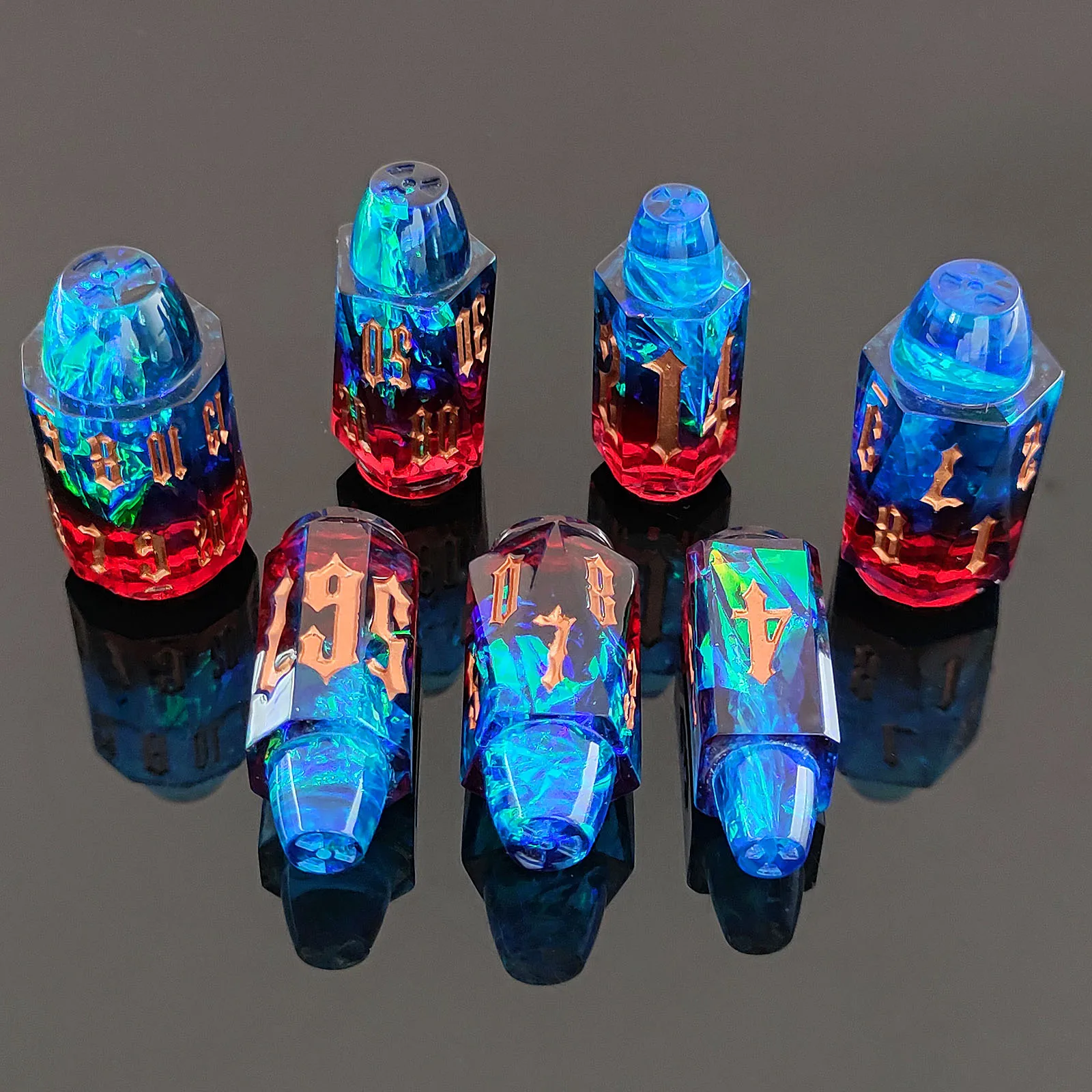 10 Available Colors Warhammer Cyberpunk Polyhedral Dice DND Bullet Resin Dice Set for Tabletop Game