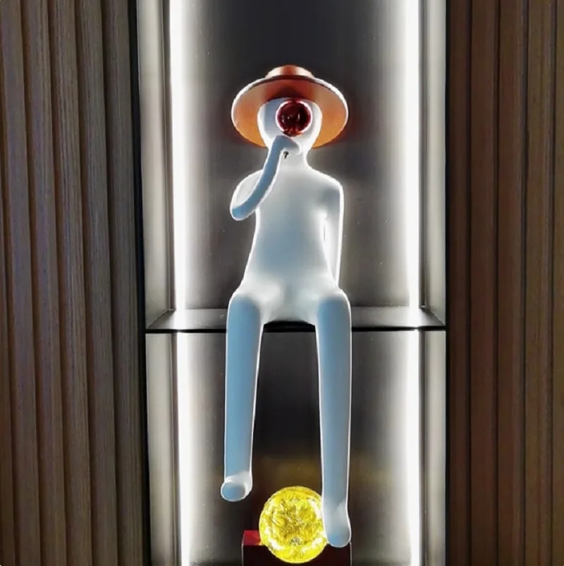 Customize Resin Art Modern Sculpture Blow Bubbles Entrance Decorations Person Figure Statue Resin Ornament