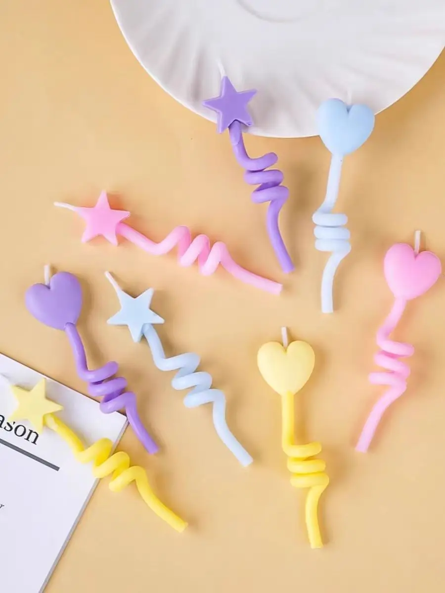 Creative spiral candles Heart and star shaped Birthday Candles to light up happy hours