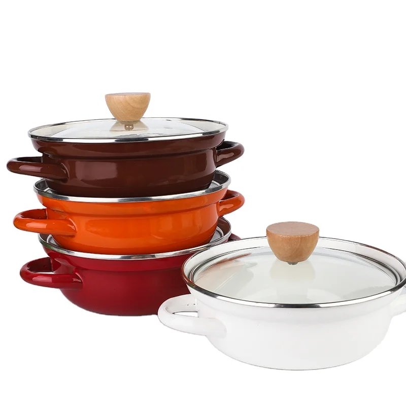 Enamel Pot Soup Double Ear Milk Stew Chinese Medicine Steamer Induction Cooker Universal