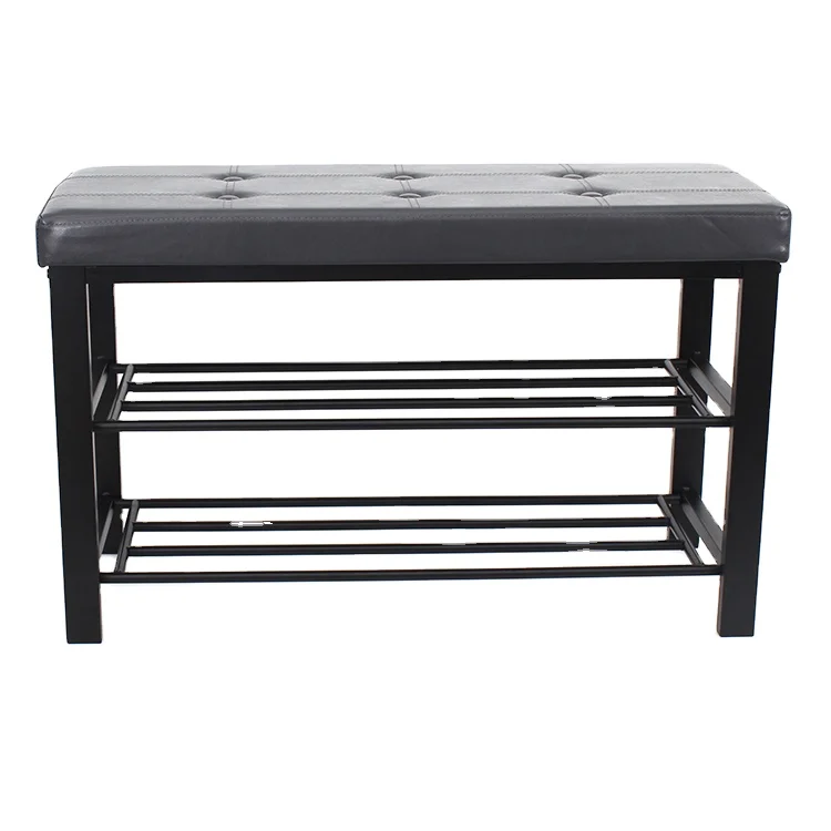 Customized Modern PVC Leather Metal Shoe Rack Bench Modern Custom Living Room Seating Carton Box Iron Yes!welcome Shanghai Port