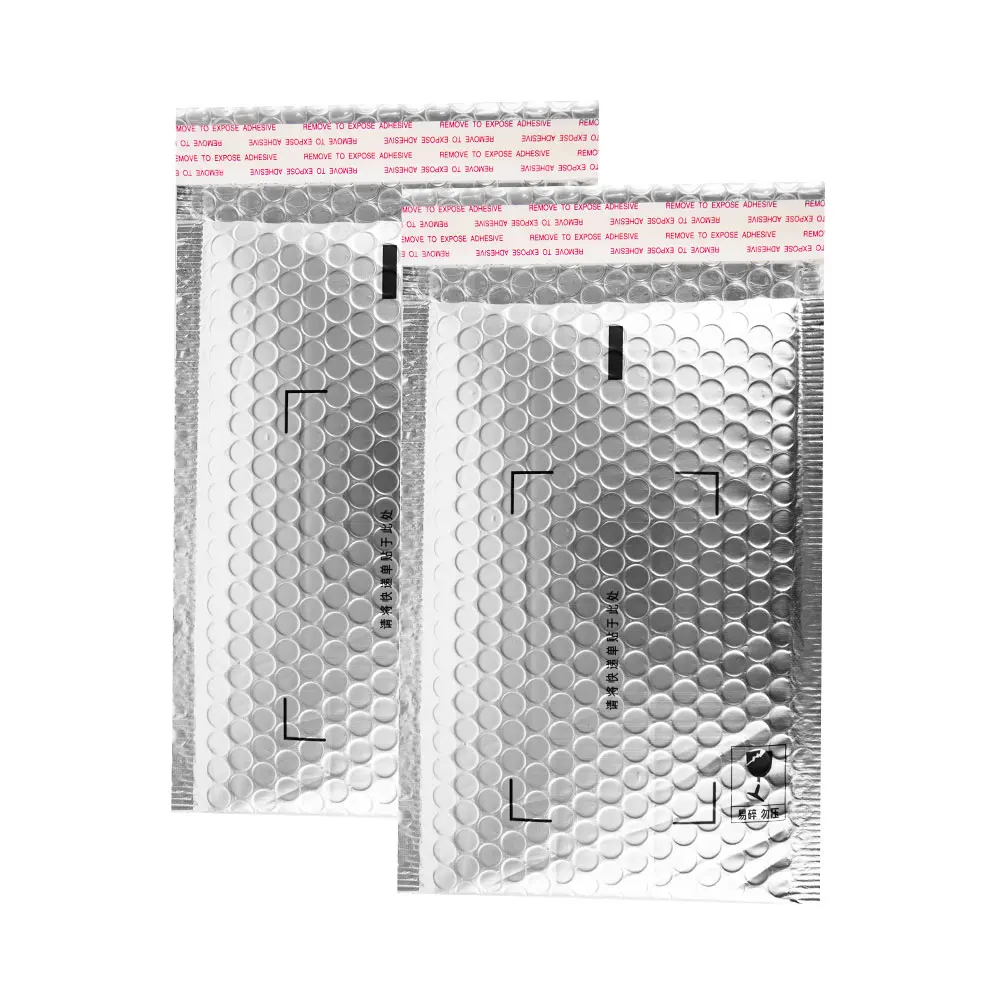 XCGS Hot Sale Custom Size Silver Metallic Bubble Mailer Matt Foil Self Seal Envelopes For Shipping