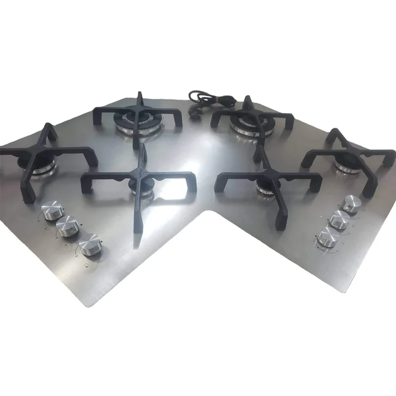 2022 new 6 burner gas stove stainless steel gas hob for corners