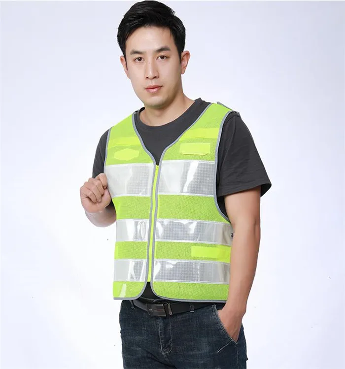 
Wholesale custom printable reflective waistcoat reflective vest fluorescent highlight MAGIC TAPE luminous reflective clothing 