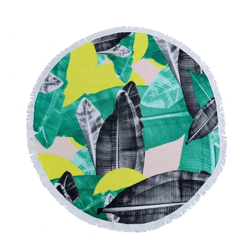 Wholesale Custom Made Printed Large Quick Dry Micro Fiber Outdoors Round Towels for Beach