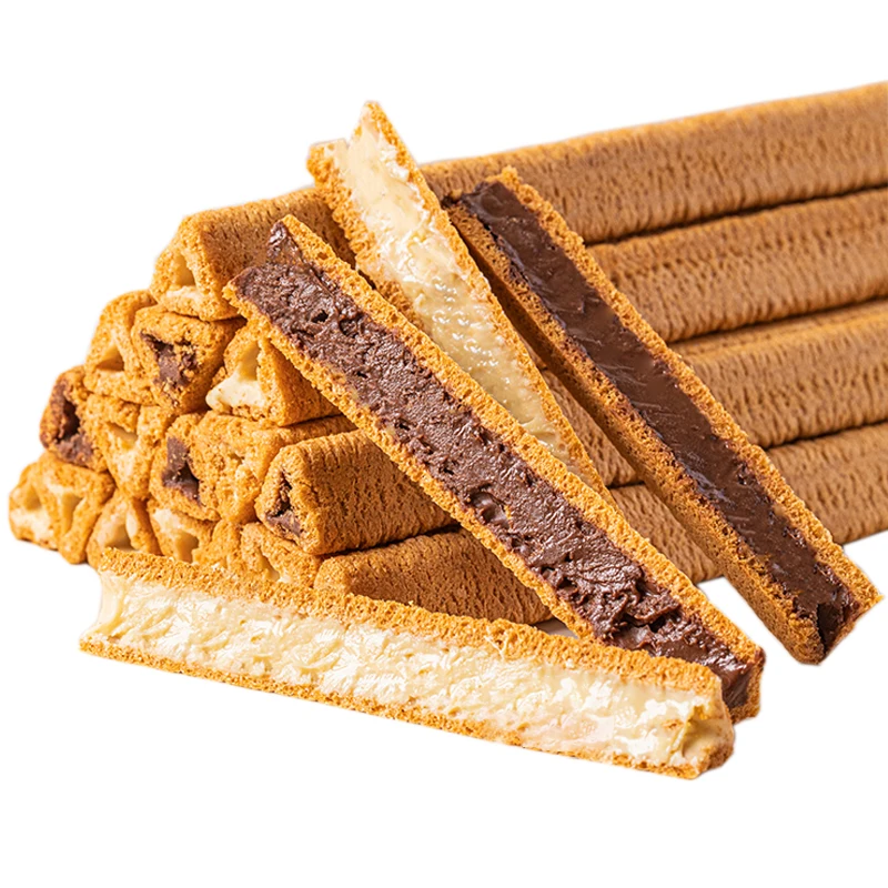 Puff Grain Milk/Chocolate Jam Filled Biscuit Stick Triangle Crisp Biscuit