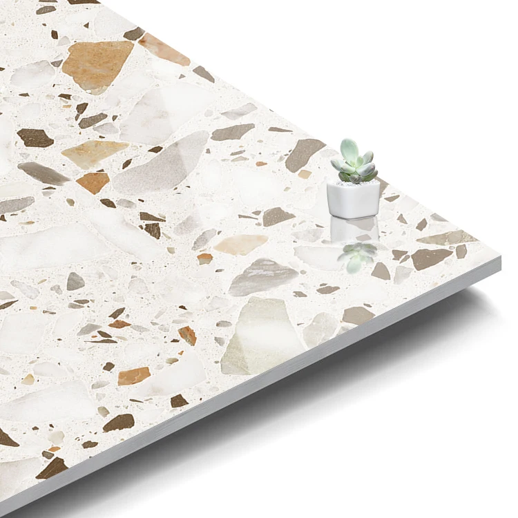Домашняя Красивая глазурованная фарфоровая плитка кофейный цвет Terrazzo 600x600 кухонный пол напольное покрытие для спальни цементная глянцевая