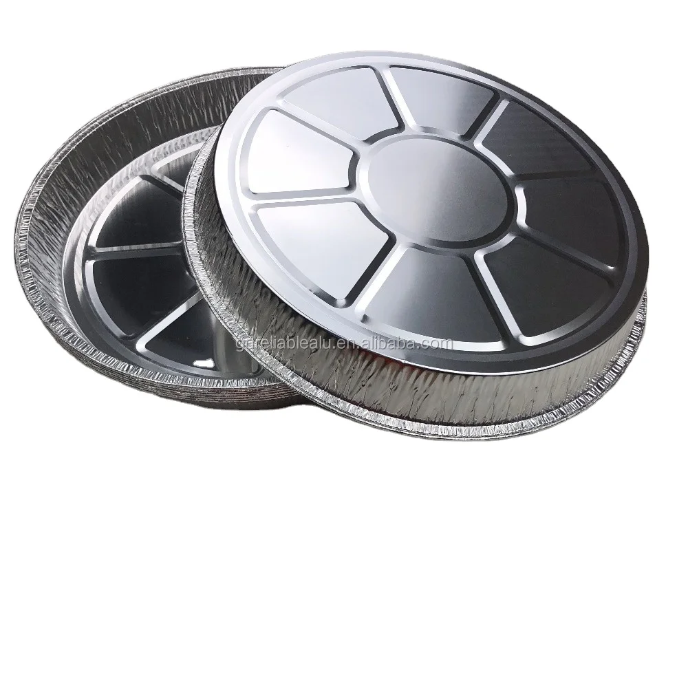 HHeavy duty durable 13inch 2600ml  5.7lb big round disposable LFGB certification aluminum foil pizza pans cake trays