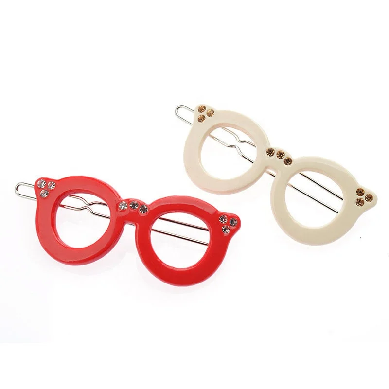 Fashion Girls Rhinestone Glass Shape Design Hair Pin Clips Wholesale