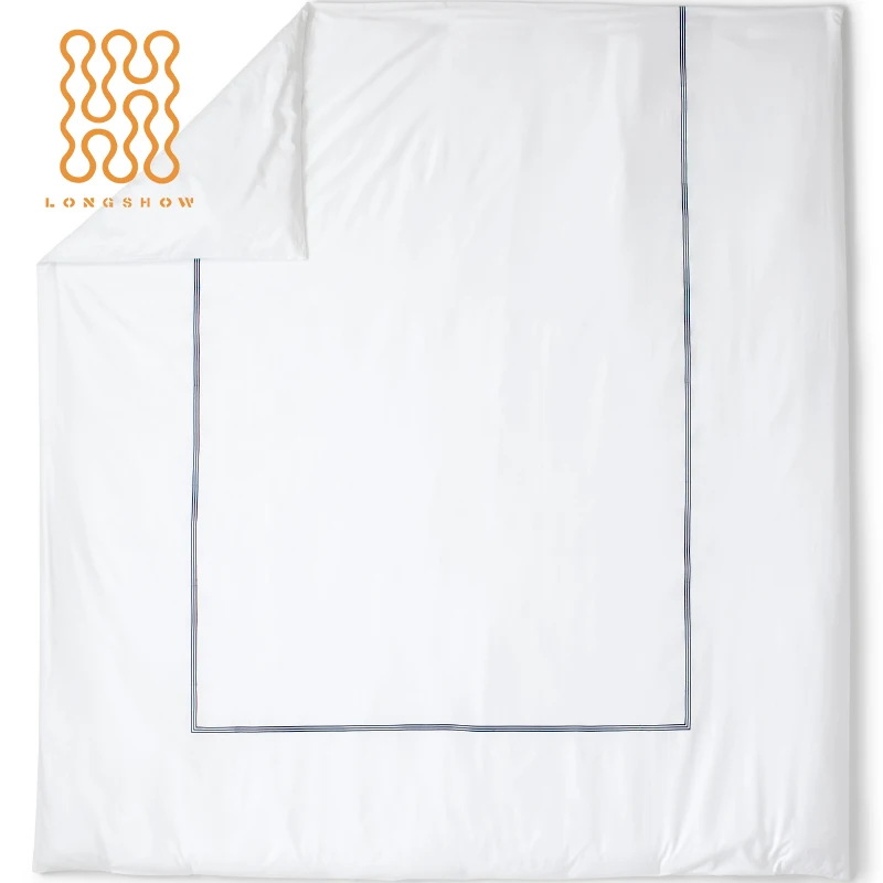 Wholesale custom 5star hotel Quality white embroidered cotton hotel duvet cover set with pillowcase