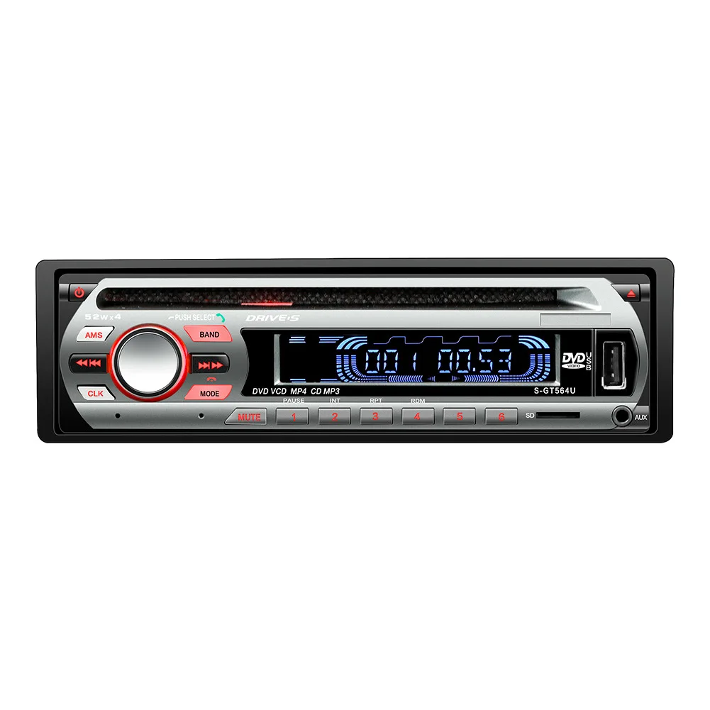Single 1 Din Car DVD CD MP3 Player Audio Stereo USB/AUX/SD FM BT In-dash Radio