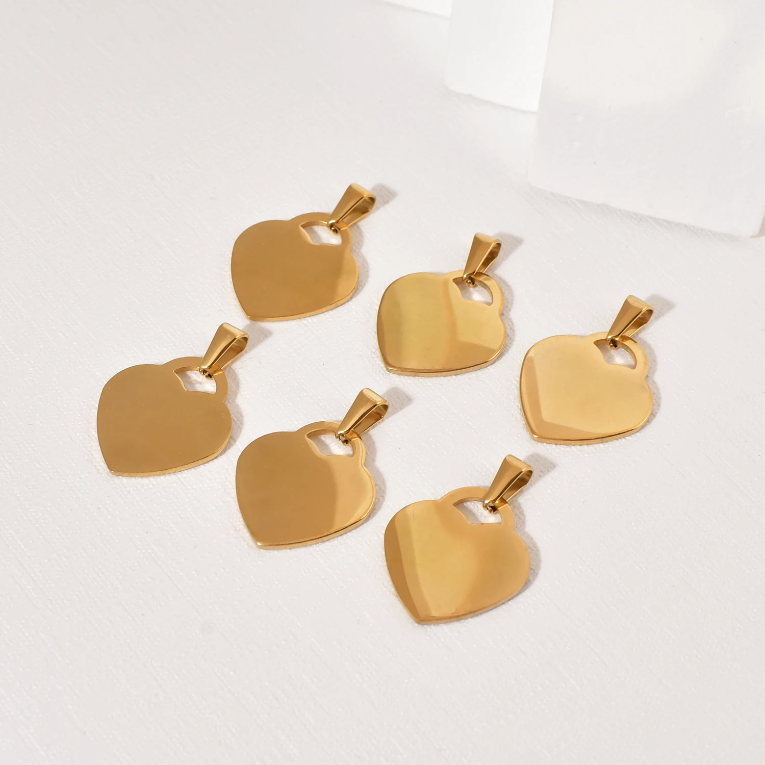 Wholesale Mirror Polished Stainless Steel Love Heart Pendant Blank Charms Dog Tags for Engraving Diy Jewelry