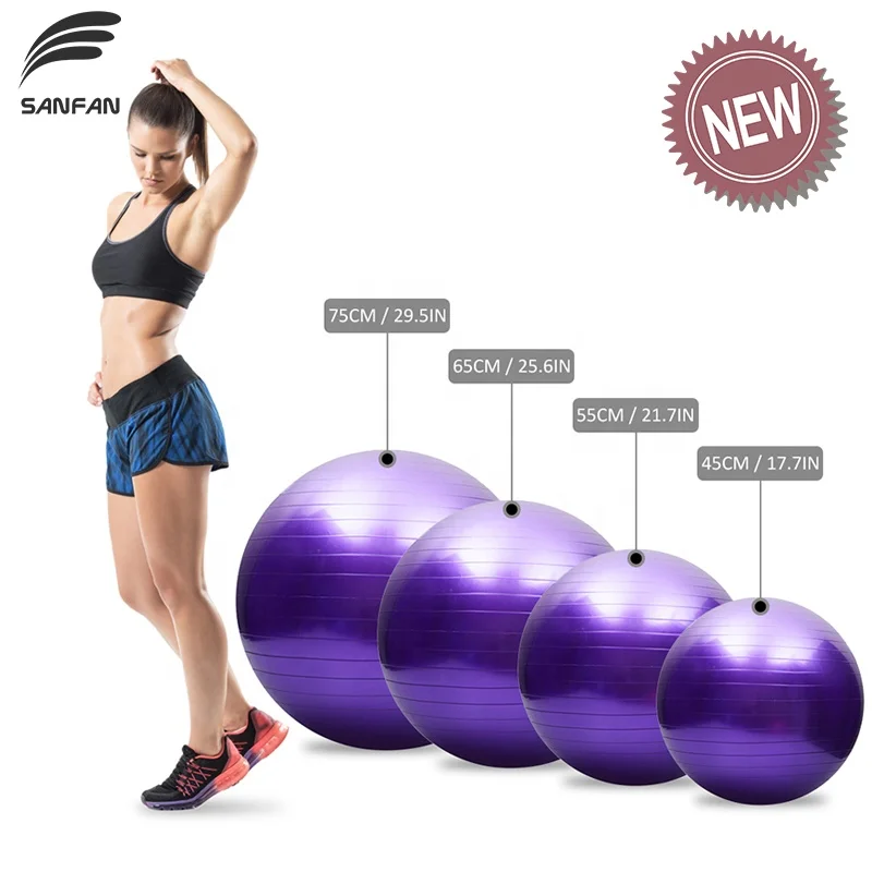 SANFAN 2021 soft the best exercisecustomized gym anti burst sliper fitness yoga ball pilates black pump balance