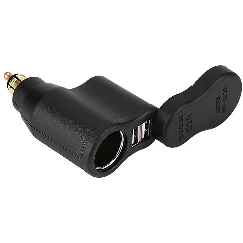 12v to 24v motorcycle dual usb charger with cigarette lighter socket