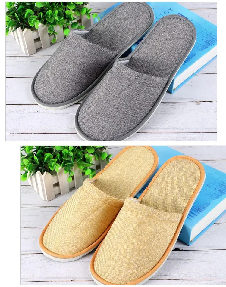 Free Sample Flax Disposable Hotel Slippers Custom Logo Non-Slip Hotel Tourism Slippers For Hotel Spa Salon
