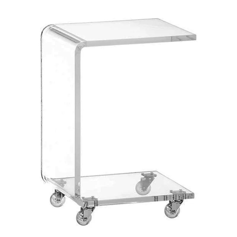 Modern Type C Acrylic Furniture Bedside Table Luxury Design C-shape Serving Trolley Acrylic Coffee Table