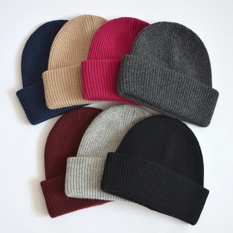 custom knitted pure wool winter beanie hat manufacturer wholesale embroidery logo luxury fashion men women warm cashmere hat cap