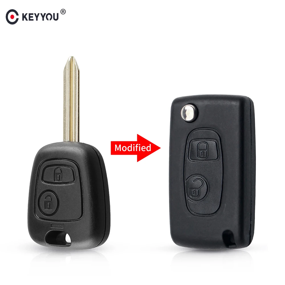 KEYYOU 2 Buttons Remote Modified Keyless Folding Car key Cover For Citroen Elysee Saxo Berlingo Xsara Picasso Car Alarm