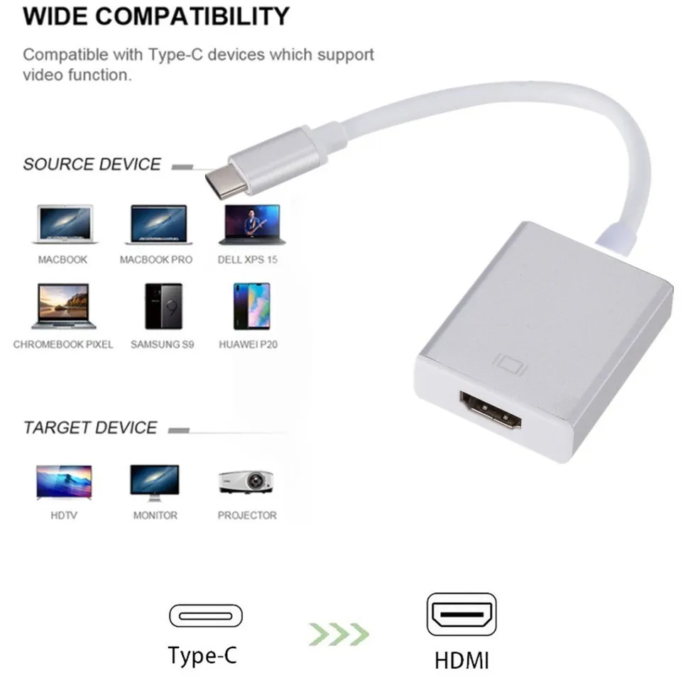 USB 3.1 Type-C Male To HDTV Female Adapter Gold-Plated Support 4K30HZ 3D type-c to hd Converter Cable