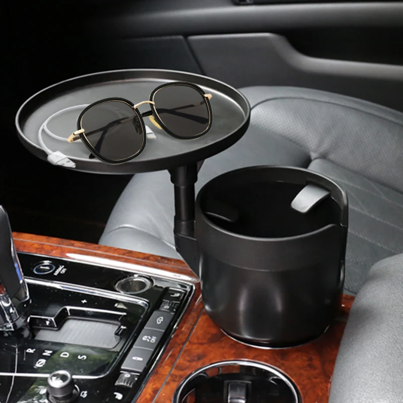 Multifunctional Car Cup Holder with Attachable Tray 360 degree Swivel Adjustable Car Food Eating Tray for Cup Holders Expander