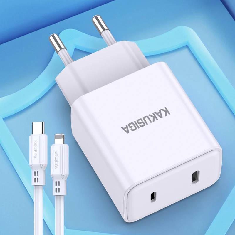 KAKUSIAG&JOKADE  Universal USB Wall Charger PD20W Dual port reverse fast charger set Eu Lighting to type-c reverse charging