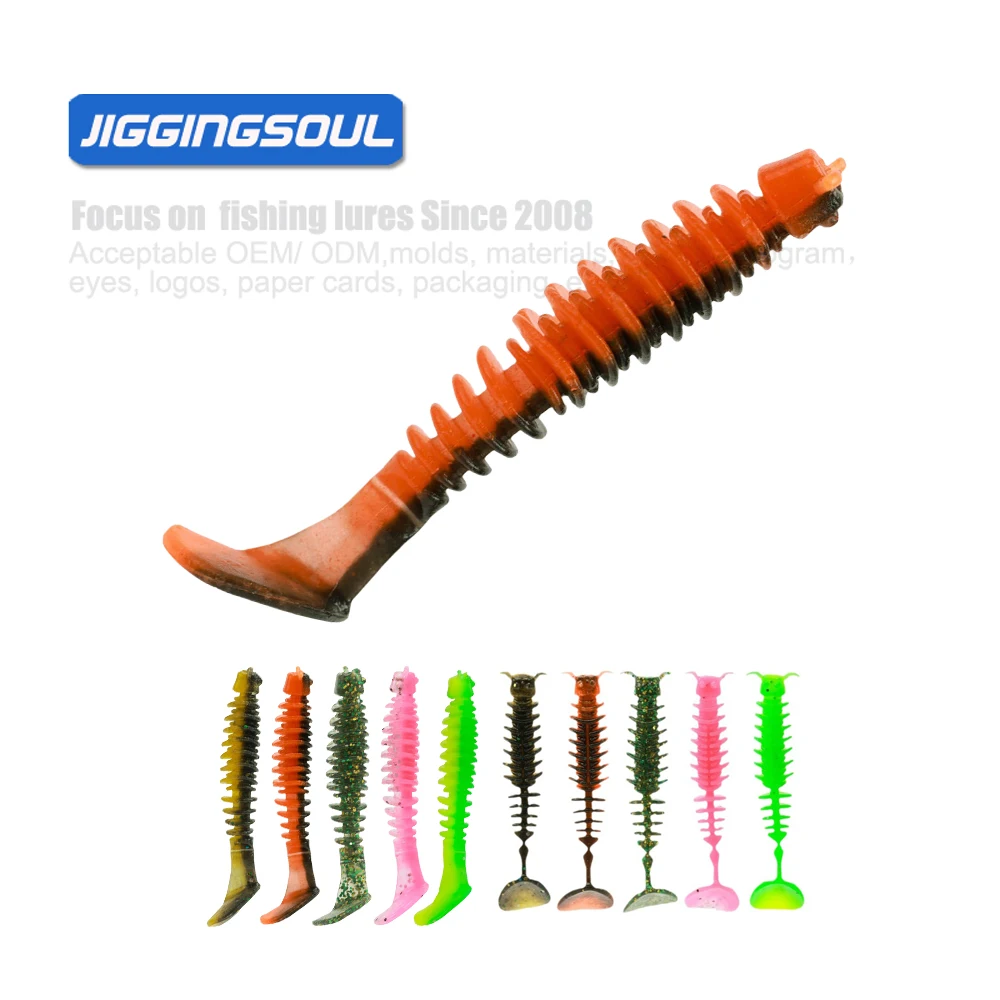 JIGGINGSOUL-SL105-20pcs 5cm Soft Plastics Lure Worms Soft Rubber Fish Lure Sinking Fishing Lure Soft Bass For Lakes sea  Worms