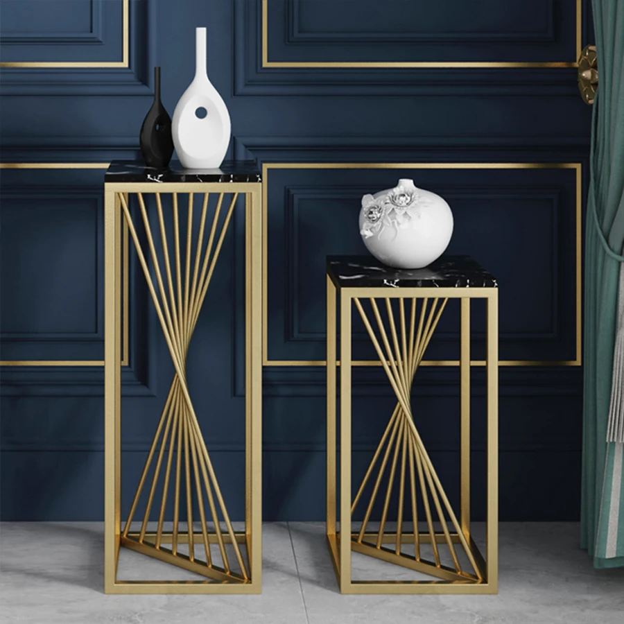 Luxury Art Metal Flower Stand Marble Surface for Modern Home Decoration/Wedding Road Guide