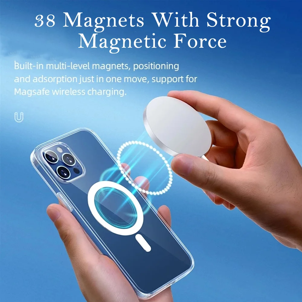 Mag Safe Shockproof Transparent Clear Magnetic Wireless Charger Phone Cover Case For iPhone 13 12 11 Pro Max Mini
