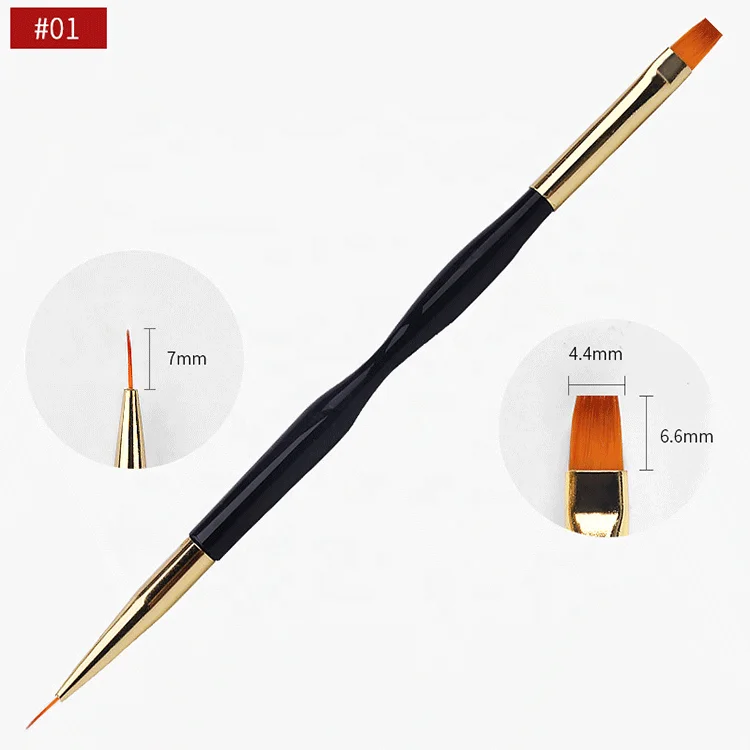 Stripe Flower Painting Gel Hand Made Double Ended Nail Brush Plastic Nail Brush Make up Washing Nail Art Dust Nylon Brush