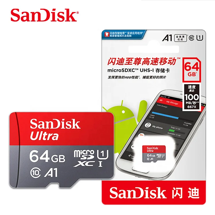 High Quality Ultra 32GB 64GB 128 GB 200GB Memory Card with A1 App Performance Up to 120 MB/s Class 10 Red/Grey sd card