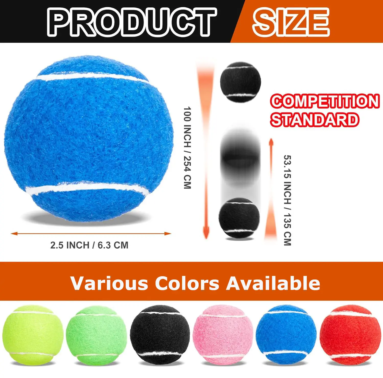 Professional Wool Rubber Tennis Ball High Resilience Tennis Practice Ball for School Club Competition Training Exercises