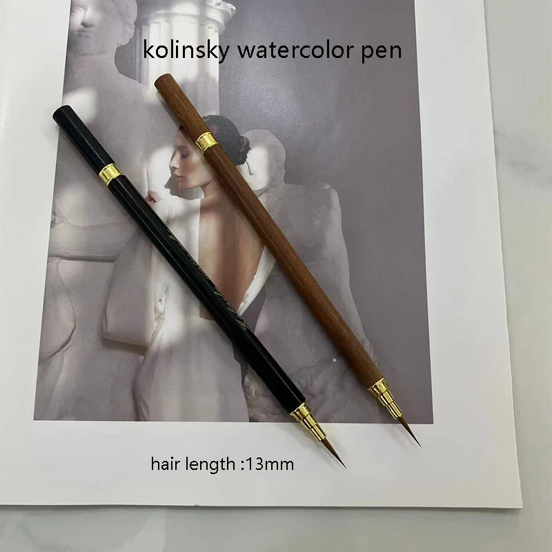 Improved Nail Art Watercolor Pen Kolinsky Painting Pen with Wooden Handle Multi-Function Special Animal Hair Brush