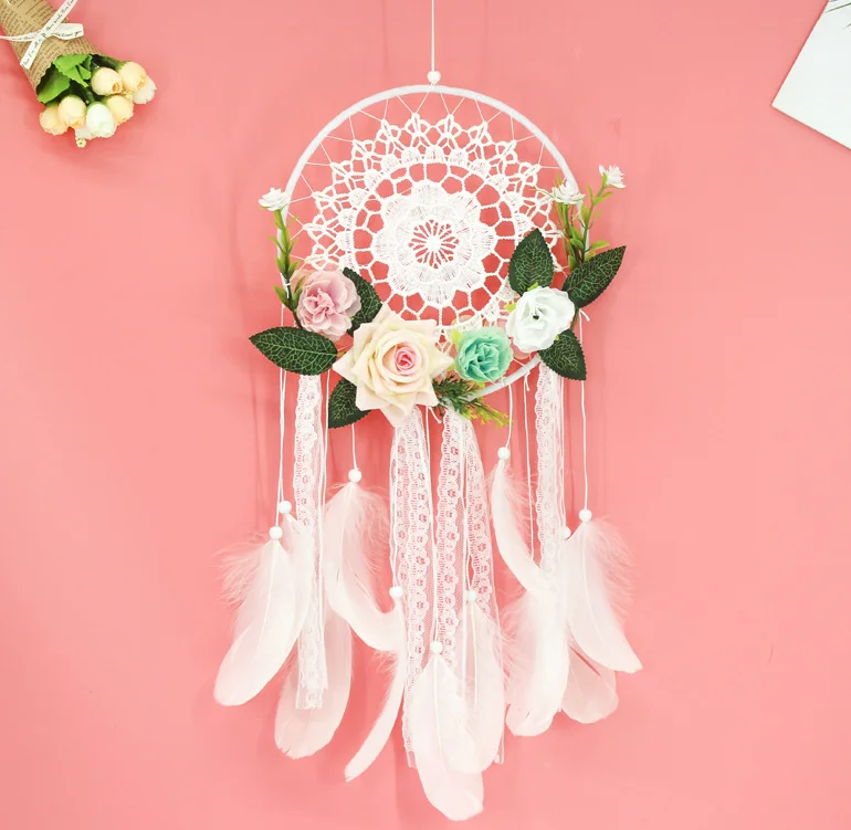 Wholesale Handmade Boho Hanging Feather Dream Catcher for Car Home Room Door Wall Art Party Decor Ornament Gift Craft DIY Kit