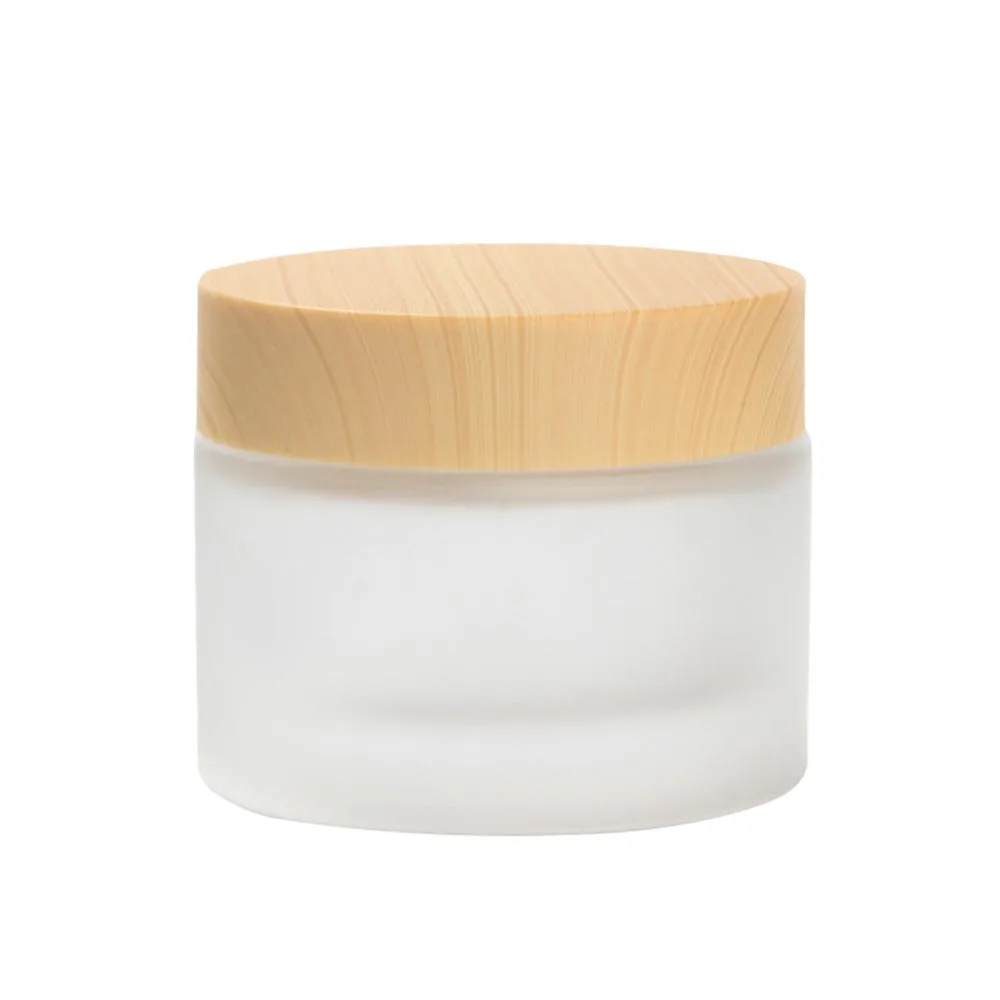 Wholesale 50g bamboo glass aprothecary jars empty cream jar container DIY Beauty cosmetic packaging empty glass packaging