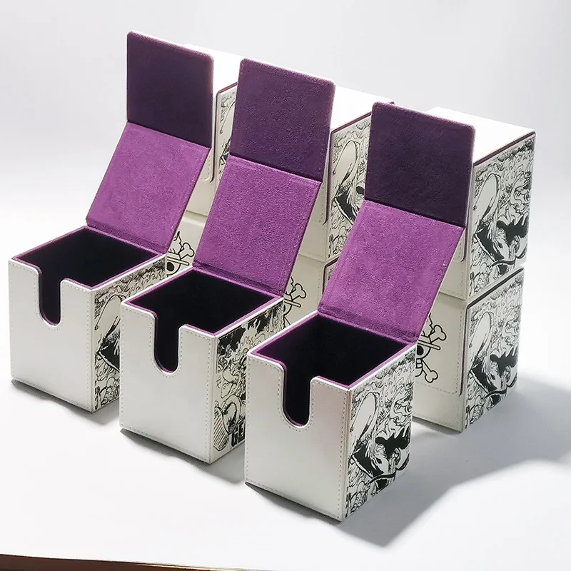 2 Boxes Leather Card Deck Box with 2 Dividers Large Size Fit 100+ Plus Single Sleeved Deck Box for Collectible Cards