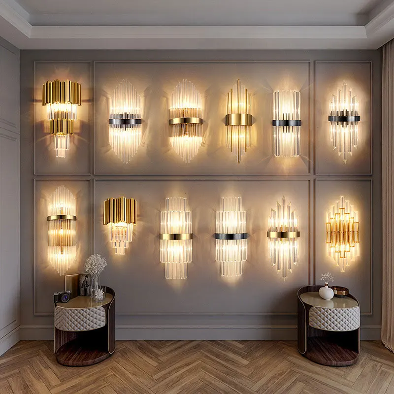 Luxury Design Indoor Decoration Living Room Dining Room Staircase Modern LED Crystal Wall Lamp