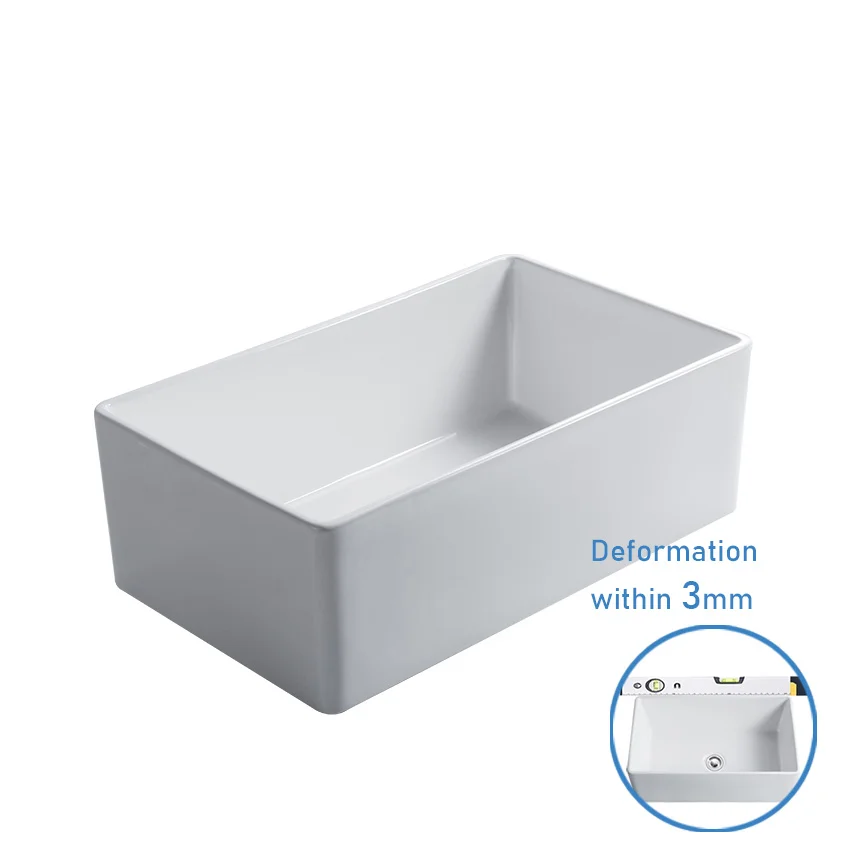 Wholesale Solid Surface White Rectangular Reversible farmer Porcelain Fireclay Ceramic Kitchen Sink