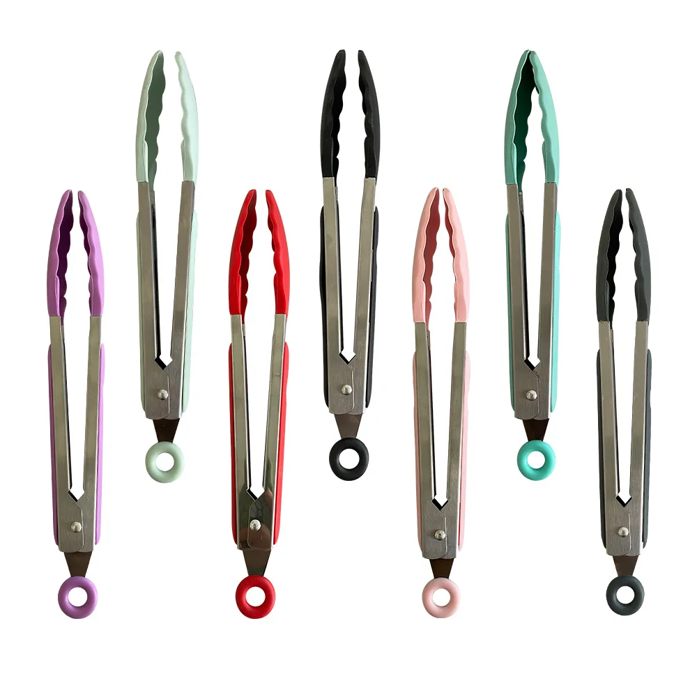 Heat Resistant Salad Tongs Silicone Food Tongs for BBQ, Cooking, Serving