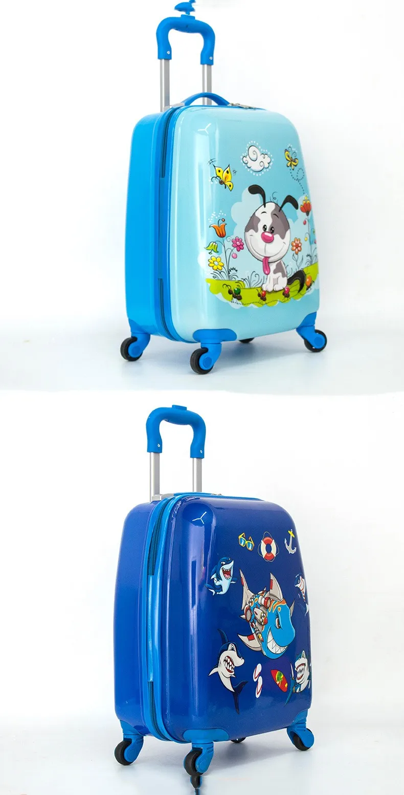 Cartoon Print Children Hard Case Luggage Superman Hallow Kitty School Child Suitcase ABS Pc 4 Wheels Kids Hard Shell Luggage