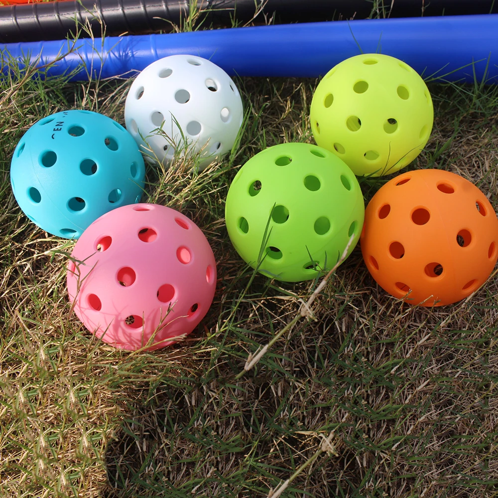 12 Pcs/Pack Airflow Pickleball Ball 40/26 Holes Batting Practice Ball Golf Balls Soft Training Baseball Softball with Mesh Bag