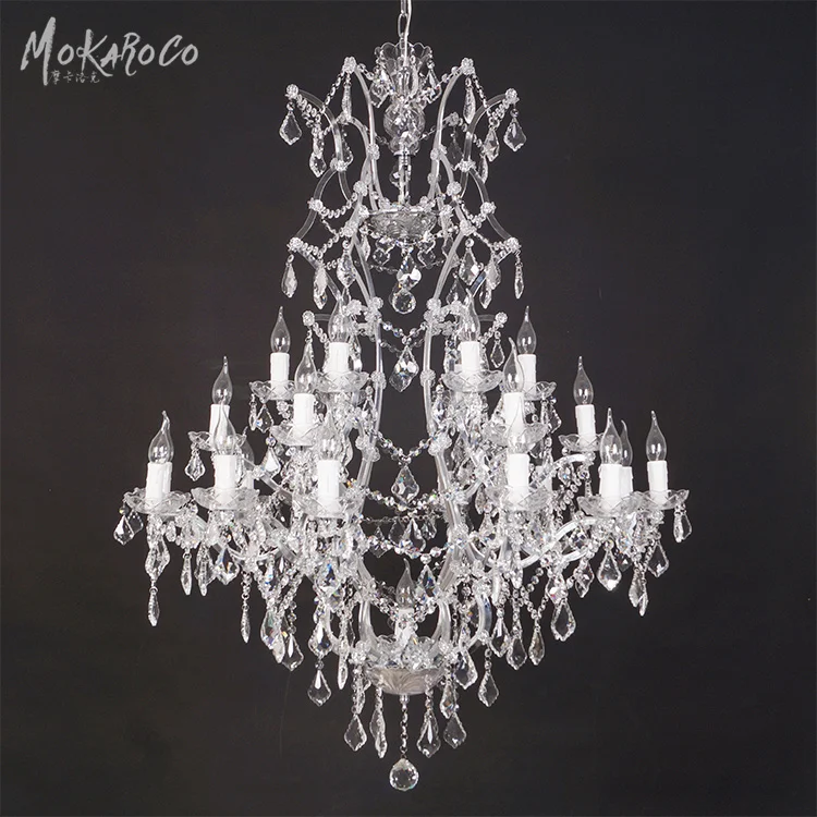 19th C. Rococo Iron Crystal Chandelier Lighting large villa crystal chandeliers