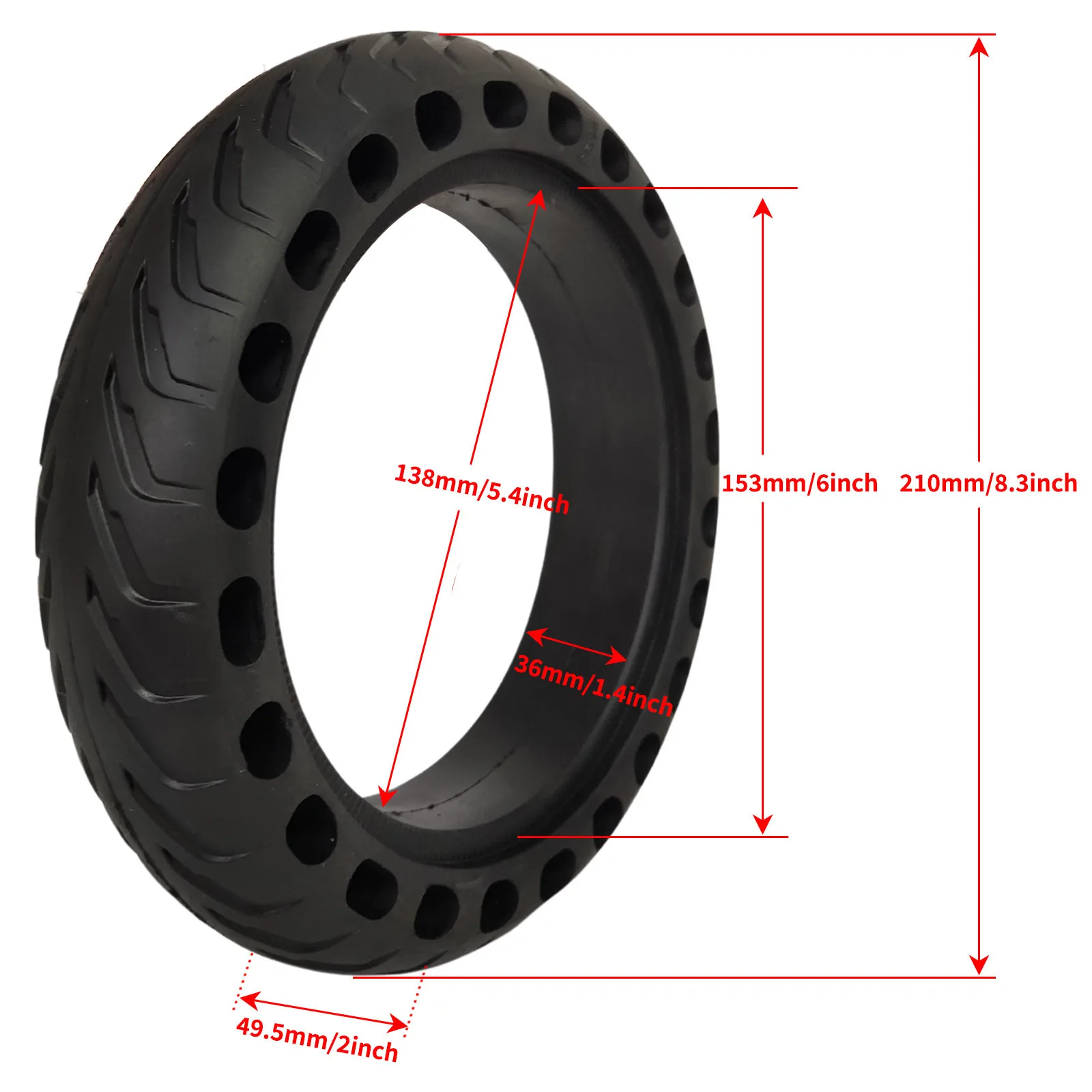 Electric Scooter Tires, 8 1/2x2 Honeycomb Solid Tires, 8.5-inch Explosion-Proof Outer Wheels, Non-Inflatable Anti-stab
