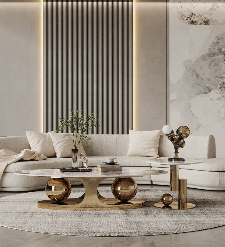 living room furniture coffee table tea table stainless steel with sintered stone