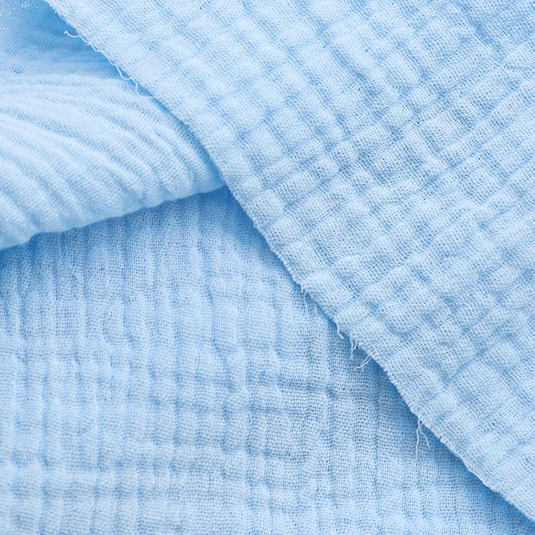 Double gauze muslin fabric 100% cotton crepe fabric plain and printed pattern for baby clothing