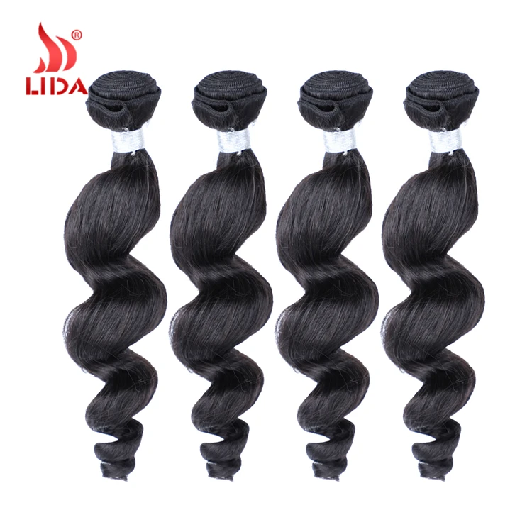 
Lida loose wave brazilian human hair extensions natural color middle ratio non-remy grade weaves bundles 
