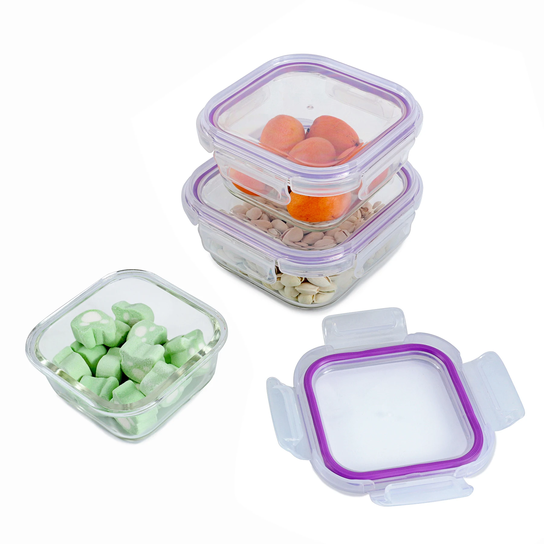 Стеклянный пищевой контейнер из боросиликатного бэнто для микроволновой печи с сертификатом