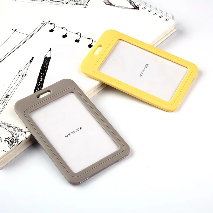 QORI costom color plastic id card holder metal name card holder