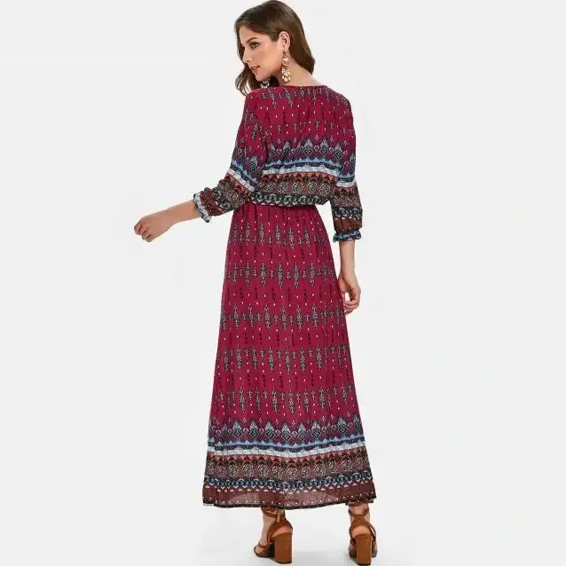 Clothing Manufacturers Customized Womens Dresses Cotton Boho Maxi Long Dress Women