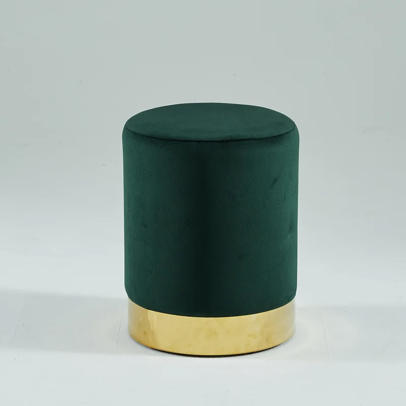 2022 New design living room furniture golden chrome metal frame velvet cheap beautiful ottoman