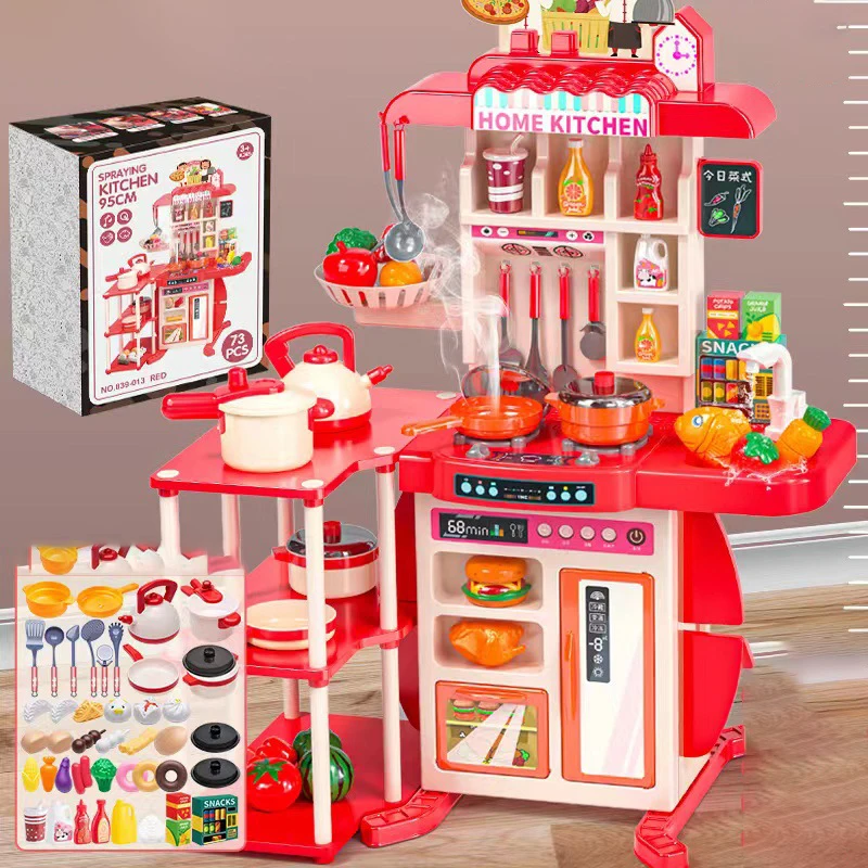 2022 New Simulation Spray Disinfection Cupboard Kitchen Play House Toy Set With Light Sound